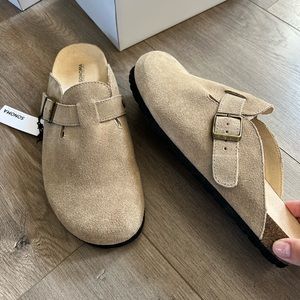 Suede Clogs (Taupe), NWT